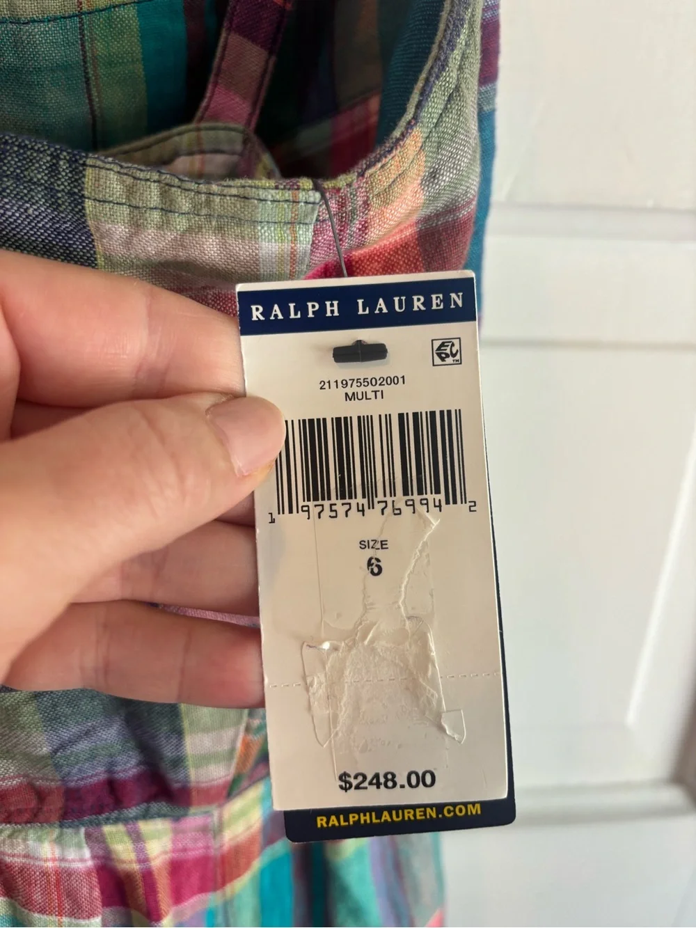 Polo Ralph Lauren Multi-Color Plaid Maxi Dress with Spaghetti Straps - Picture 6 of 6